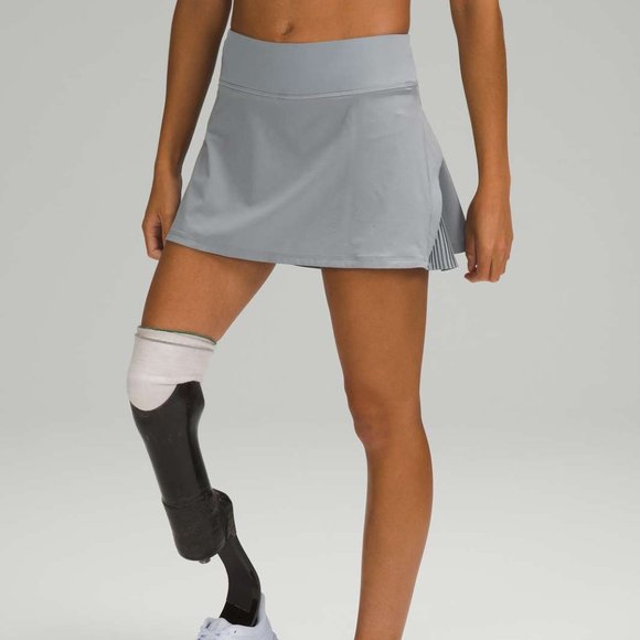 Lululemon Play Off The Pleats Mid Rise Skirt tennis run skort Rhino Grey sz 4 - Picture 4 of 9